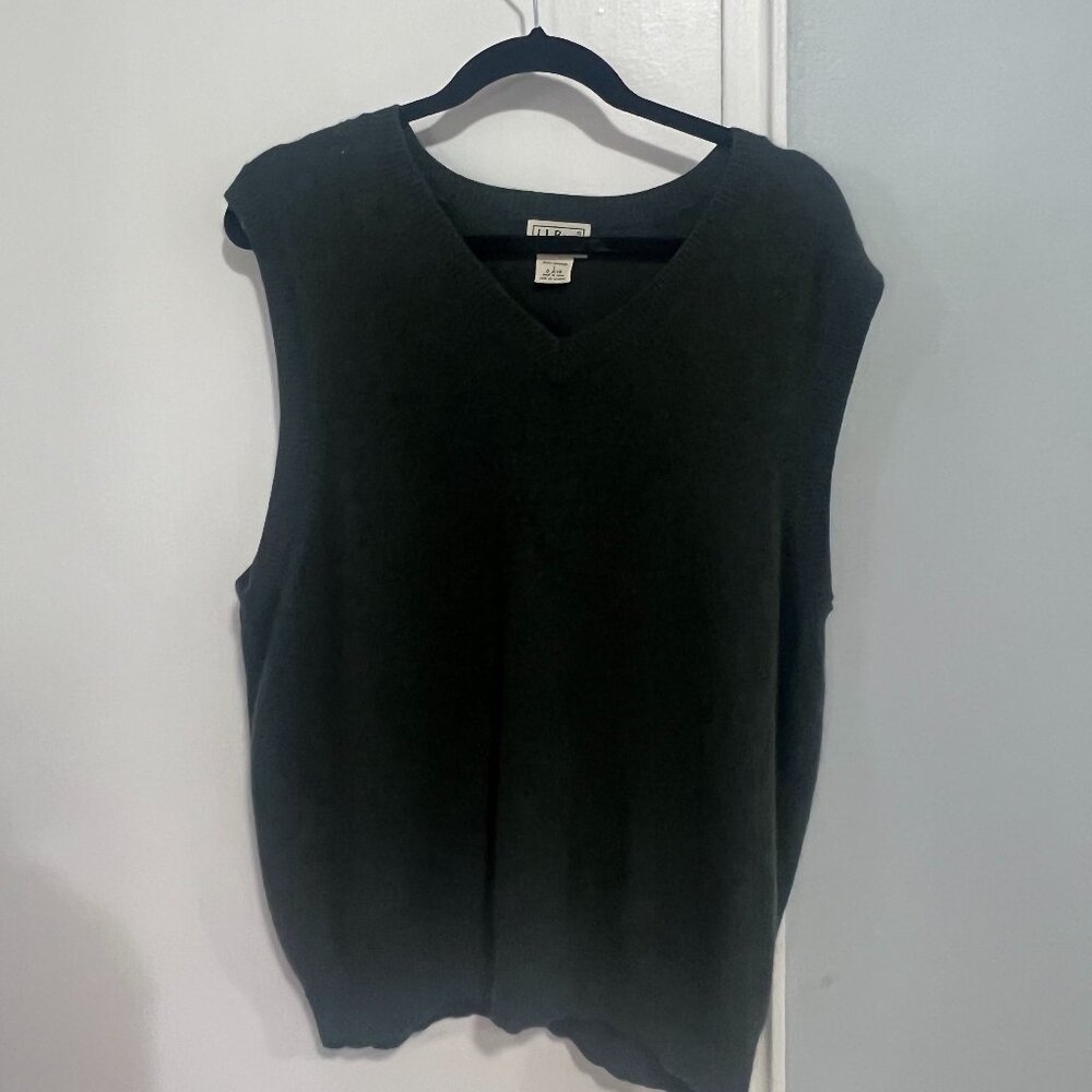 LL Bean Large Men's Cashmere Sweater Green Vest